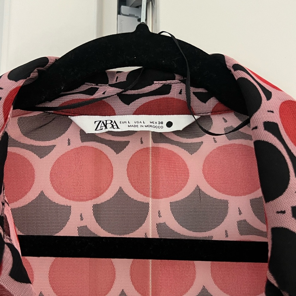 Zara Sheer Button Up With Pattern - image 3
